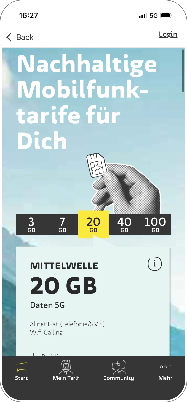 Mobilfunkangebote auf der Startseite